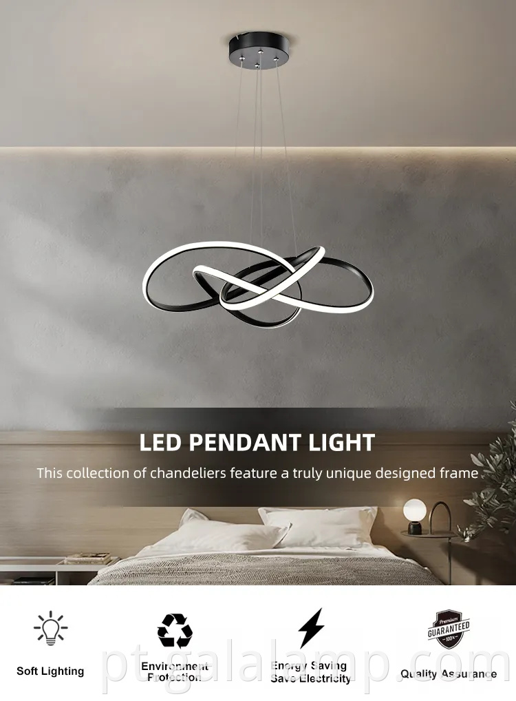 Lâmpada de suspensão linear de aço preto elegante para salas de estar